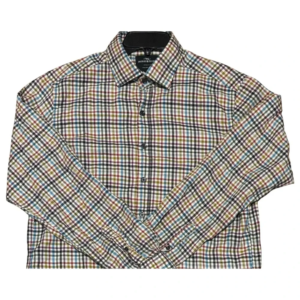 Rodd & Gunn Multi Color Check Button Down Sports‎ Fit Italian Fabric Mens Size M
